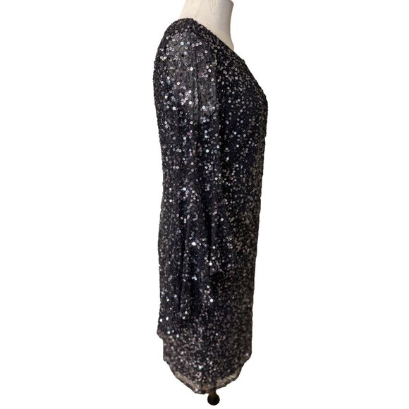 Pisarro Nights Dress 10P Bell Sleeve Sequin Beaded Wedding Party Formal NEW - Picture 6 of 13
